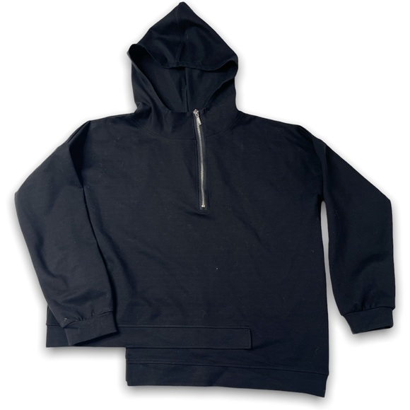 Asymmetrical Loose Fit Hooded Sweatshirt - Picture 1 of 4